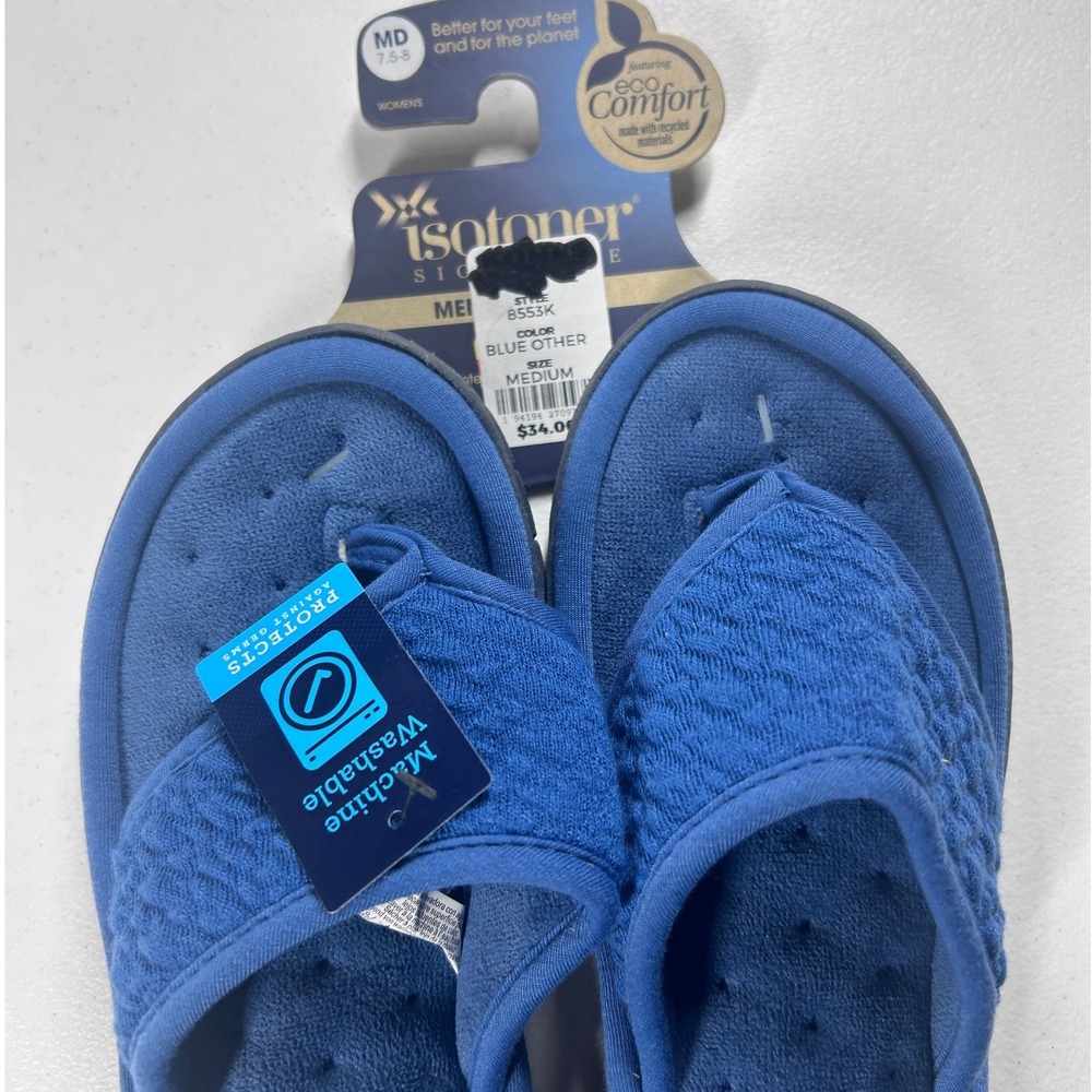 Isotoner Womens Blue Other Style 8553K Flip Flop Slippers Size Medium (7.5-8)NEW - Picture 5 of 8